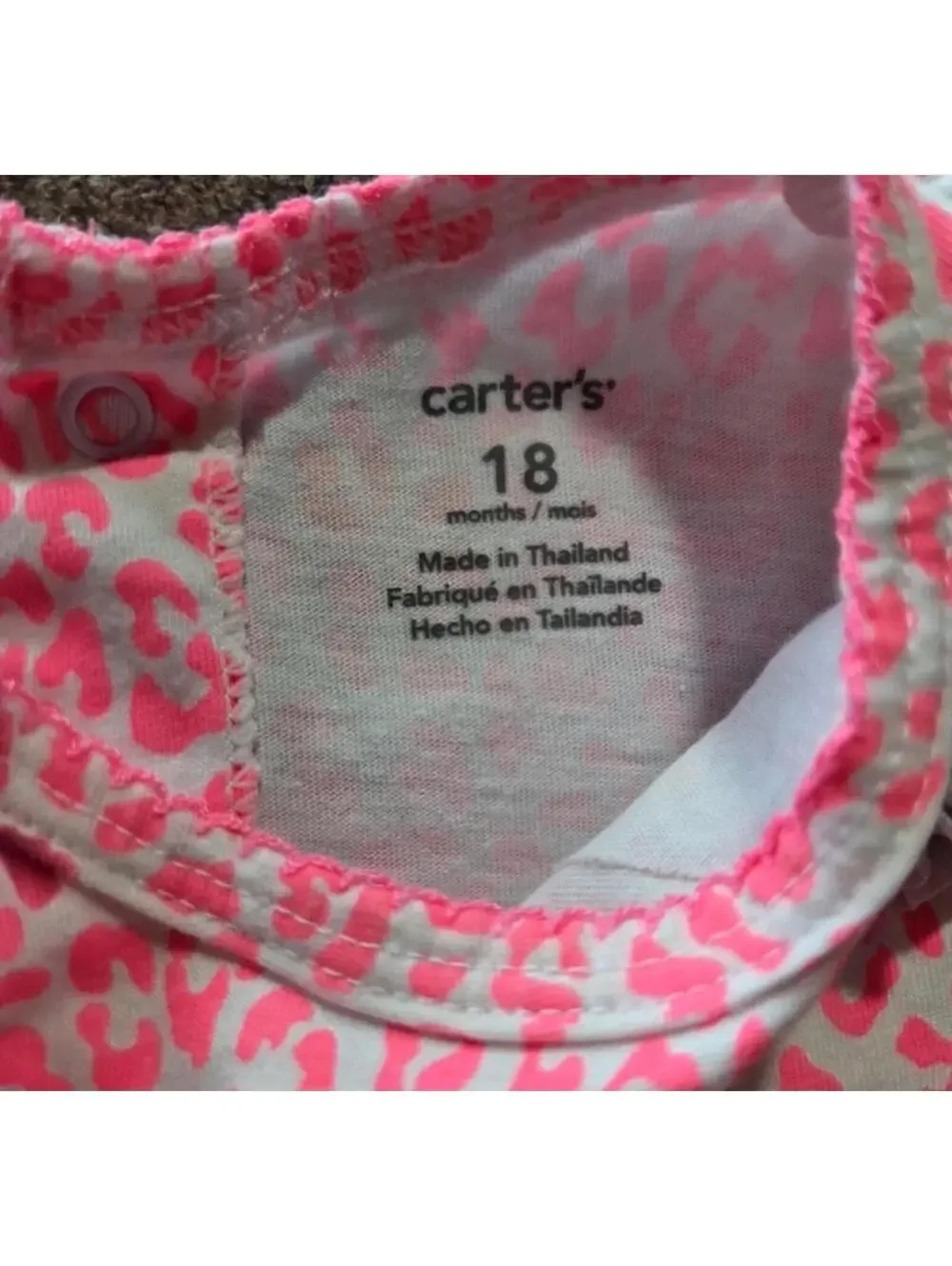 Carter's Toddler Girls Pink Leopard Tiered Ruffle Dress 18M #1090